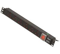 1U 6 Way Uk Plug Pdu 1Xiec Plug To 6X3 Pin Sockets NUOVO