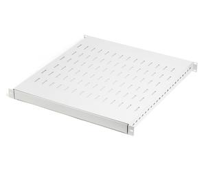 1U adjustable shelf 19", depth 500-900 mm, load capacity 100 kg, mounting at 4 points, screws included, grey (RAL 7035)