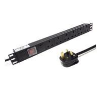 1U Rack Mount PDU Power Strip. Surge Safe UK Plug A 6 Gang UK Sockets Mains