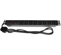 1U Rackmount 2 UK + 8 IEC Power Distribution Unit + 1.8m Lead