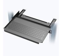 1U - Ripiano scorrevole per tastiera, per server rack da 19", profondità 20,3 cm, ripiano universale estraibile in metallo con guide scorrevoli, nero