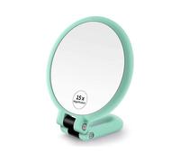 1X 15X Magnifying Hand Held MirrorDouble Side Folding Hand Mirror for Women with Adjustable Handle green