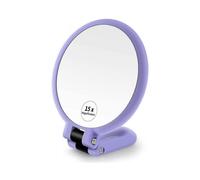 1X 15X Magnifying Hand Held MirrorDouble Side Folding Hand Mirror for Women with Adjustable Handle purple