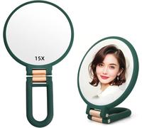 1X 15X Specchio Portatile Con Maniglia per Viaggi, Specchio Ingranditore, Manigl