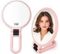 1X 15X Specchio Portatile Con Maniglia per Viaggi, Specchio Ingranditore, Manigl