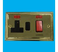 1x 2 Banda, Ottone Georgiano, 13A UK 3 Pin Rete Presa, 45A Fornello Interruttore