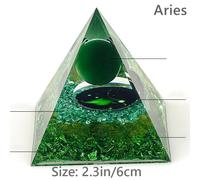 1X 6cm The Zodiac Piramide Resina Cristallo Decorazione Scultura Auto Desktop