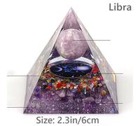 1X 6cm The Zodiac Piramide Resina Cristallo Decorazione Scultura Auto Desktop