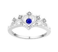 1X Anello Gioielli Donna Argento Blu Corona Cuore Diamante Festa Nuziale Pollice Anello Knuckle Misura 8 Molto Pratico e Popolare Convenient And Practical