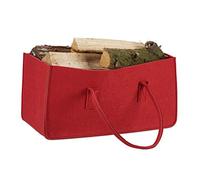 1x Borsa Portalegna per Camino in Feltro Cesto Portatile Portariviste Pieghevole HxLxP: 25x25x50 cm, Rosso