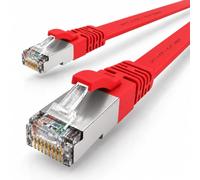 1x Cavo Ethernet LAN CAT7 piatto 0,25m U/FTP 10 Gbit/s RJ45 Cat6a rosso