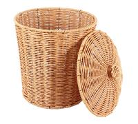 1X(Cestino Intrecciato Cestino Della Spazzatura Rotondo nel Rattan con Cope4521