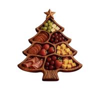 1x Christmas Tree Serving Tray, Divided Charcuterie Board | Wooden Christmas Tree Serving Platter, Divided Food Tray | Treee Shape Cheese Board | For Fruit, Dessert, Meat, Nut, Table, Home Decor