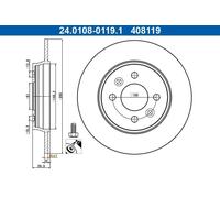 1X Disco freno ATE 24.0108-0119.1 per RENAULT CLIO V (B7_) 1 2020-