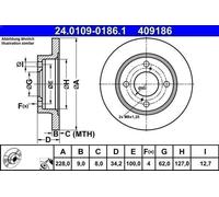 ATE Disco freno 24.0109-0186.1 - posteriore pieno per SUZUKI SWIFT V (AZ) 1.0 2017- 1 pezzo