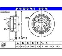 1X Disco freno ATE 24.0110-0176.1 per BMW 7 (E23) 2.8 1977-1986