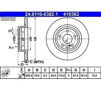 1X Disco freno ATE 24.0110-0382.1 per MERCEDES-BENZ W176) 2 2013-2018