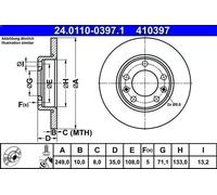 1X Disco freno ATE 24.0110-0397.1 per 308 SW II (LC_) 1.6 2014-2021