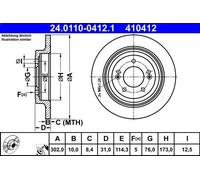 1X Disco freno ATE 24.0110-0412.1 per HYUNDAI TUCSON (TL, TLE) 2 2018-202