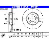 1X Disco freno ATE 24.0110-0414.1 per KIA CEED (CD) 1.4 2018-202