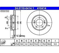Disco freno pieno 24.0110-0414.1 ATE per HYUNDAI KIA
