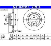 1X Disco freno ATE 24.0112-0219.1 per OPEL ASTRA K (B16) 1 2018-2022