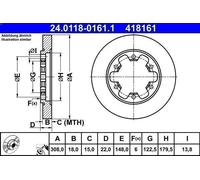 Discofreno ATE 24.0118-0161.1 per TRANSIT V363 Autobus (FAD, FBD) 2.2 2013-2018