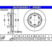 Discofreno ATE 24.0118-0161.1 per TRANSIT V363 Autobus (FAD, FBD) 2.2 2013-2018