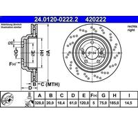 1X Disco freno ATE 24.0120-0222.2 per BMW 8 (E31) 5.6 1992-1996