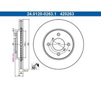 1X Disco freno ATE 24.0120-0263.1 per SUZUKI SWIFT IV (FZ, NZ) 1.2 2013-2017