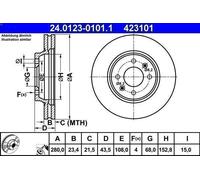 1X Disco freno ATE 24.0123-0101.1 per SAAB 9000 2 1989-1993
