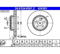 1X Disco freno ATE 24.0124-0301.2 per MERCEDES-BENZ GLC (X253) 2 2015-2019