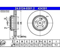 1X Disco freno ATE 24.0124-0301.2 per MERCEDES-BENZ GLC (X253) 2 2016-2019