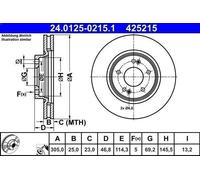 COPPIA DISCHI FRENO ANT ATE KIA OPTIMA s 2.0 GDI Hybrid 151KW 17> 24012502151