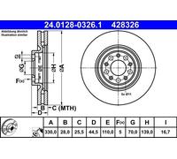 1X Disco freno ATE 24.0128-0326.1 per ALFA ROMEO GIULIA (952_) 2.2 2018-2022