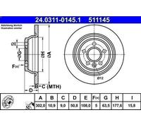 1X Disco freno ATE 24.0311-0145.1 per FORD KUGA I 2 2010-2012