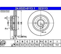 Disco freno ATE PowerDisc 24.0323-0113.1, 1 Pezzo