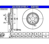 1X Disco freno ATE 24.0330-0193.1 per AUDI A5 (8T3) 2 2008-2017