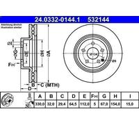 ATE – Disco freno PowerDisc 24.0332-0144.1 – 1 pezzo