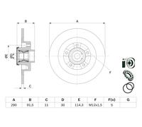Disco freno BOSCH 0 986 479 F42 posteriore, pieno, 1 Pezzo