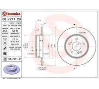 1X Disco freno BREMBO 08.7211.21 MERCEDES-BENZ SLK (R171) 3 2005-2011