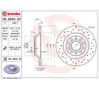 1X Disco freno BREMBO 08.8843.2X per AUDI A6 C6 (4F2) 2 2005-2011
