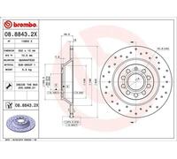 1X Disco freno BREMBO 08.8843.2X per AUDI A6 C6 (4F2) 3 2004-2006