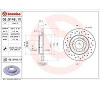 1X Disco freno BREMBO 08.9148.1X per AUDI A3 (8L1) 1.8 1998-2003