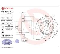 1X Disco freno BREMBO 8.B347.4X per MERCEDES-BENZ CLASSE A (W176) 2 2012-2018