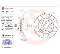 1X Disco freno BREMBO 08.C501.75 per VW TOURAN (5T1) 2 2015-2019