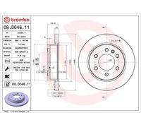 1X Disco freno BREMBO 08.D046.11 SPRINTER 3-t Furgone (B910) 2 2021-2025