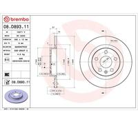 1X Disco freno BREMBO 08.D893.11 per VOLVO XC40 (536) 2 2017-2022