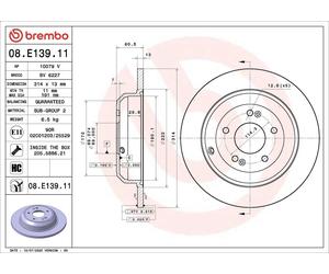 1X Disco freno BREMBO 08.E139.11 HYUNDAI GENESIS Coupé 2 2008-2012