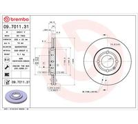 1X Disco freno BREMBO 09.7011.31 per SKODA CITIGO (NF1) 1 2011-2019